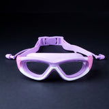 LSB White Bordered Purple Anti Fog UV Protection Leakproof Design Swim Goggles for Kids, 5yrs - 10yrs
