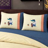 LSB 4 pcs Skateboard Croc Tropical theme, Luxe Embroidered collection of Double Bed Comforter, flat bedsheet, 2 pillow covers Bedding Set for King Size Bed.