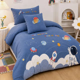 LSB 4 pcs Space theme, Luxe Embroidered collection of Single bed comforter, 1 flat bedsheet, 2 pillow covers entire Bedding Set for Single Size Bed.