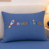 LSB 4 pcs Space theme, Luxe Embroidered collection of Single bed comforter, 1 flat bedsheet, 2 pillow covers entire Bedding Set for Single Size Bed.