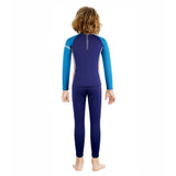 LSB Dive 2-Piece set Navy & Orange Side Panel, Front-Zip Jacket with Full Length Pants, 2.5mm Neoprene Kids Swimsuit with Free Washbag