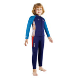 LSB Dive 2-Piece set Navy & Orange Side Panel, Front-Zip Jacket with Full Length Pants, 2.5mm Neoprene Kids Swimsuit with Free Washbag