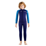 LSB Dive 2-Piece set Navy & Orange Side Panel, Front-Zip Jacket with Full Length Pants, 2.5mm Neoprene Kids Swimsuit with Free Washbag