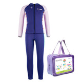 LSB Dive 2-Piece Navy & Purple Front-Zip Jacket with Full Length Pants, 2.5mm Neoprene Kids Swimsuit with Free Washbag