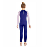 LSB Dive 2-Piece Navy & Purple Front-Zip Jacket with Full Length Pants, 2.5mm Neoprene Kids Swimsuit with Free Washbag