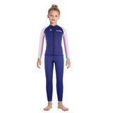 LSB Dive 2-Piece Navy & Purple Front-Zip Jacket with Full Length Pants, 2.5mm Neoprene Kids Swimsuit with Free Washbag