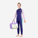 LSB Dive 2-Piece Navy & Purple Front-Zip Jacket with Full Length Pants, 2.5mm Neoprene Kids Swimsuit with Free Washbag
