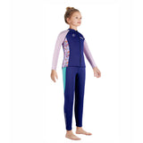 LSB Dive 2-Piece Navy & Purple Front-Zip Jacket with Full Length Pants, 2.5mm Neoprene Kids Swimsuit with Free Washbag