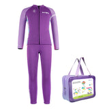 LSB Dive 2-Piece set Purple & Pink Side Panel, Front-Zip Jacket with Full Length Pants, 2.5mm Neoprene Kids Swimsuit with Free Washbag