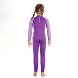 LSB Dive 2-Piece set Purple & Pink Side Panel, Front-Zip Jacket with Full Length Pants, 2.5mm Neoprene Kids Swimsuit with Free Washbag