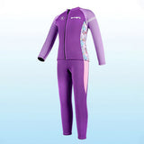 LSB Dive 2-Piece set Purple & Pink Side Panel, Front-Zip Jacket with Full Length Pants, 2.5mm Neoprene Kids Swimsuit with Free Washbag