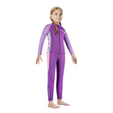 LSB Dive 2-Piece set Purple & Pink Side Panel, Front-Zip Jacket with Full Length Pants, 2.5mm Neoprene Kids Swimsuit with Free Washbag