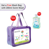 LSB 2 Pcs 4 Fishes Blue & Yellow T-shirt & Shorts Set, Toddlers & Kids Swimwear with Free Wash Bag & Free Swim Detergent