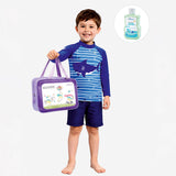 LSB 2 Pcs Anchor Fish , T-shirt & Shorts Set, Toddlers & Kids Swimwear with Free Wash Bag & Free Swim Detergent