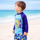 LSB 2 Pcs Blue Surf, T-shirt & Shorts Set, Toddlers & Kids Swimwear with matching Swim Cap, plus Free Wash Bag & Free Swim Detergent
