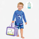 LSB 2 Pcs Cage Shark T-shirt & Shorts Set, Toddlers & Kids Swimwear with Free Wash Bag & Free Swim Detergent