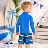 LSB 2 Pcs Cage Shark T-shirt & Shorts Set, Toddlers & Kids Swimwear with Free Wash Bag & Free Swim Detergent