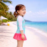 LSB 2 Pcs Pink Flamingo Top & Skort Set, Toddlers & Kids Swimwear with Free Wash Bag & Free Swim Detergent