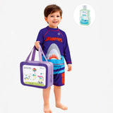 LSB Jawws Shark, 2pcs Tshirt and shorts set, Toddlers & Kids Swimwear with Free Wash Bag & Free Swim Detergent
