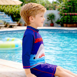 LSB Jawws Shark, 2pcs Tshirt and shorts set, Toddlers & Kids Swimwear with Free Wash Bag & Free Swim Detergent