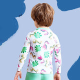 LSB 2 Pcs Mint Green Dino Top & Leggings Set, Kids Swimwear with Free Wash Bag & Free Swim Detergent