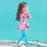 LSB 2 Pcs Pink Leaves Top & Leggings Set, Kids Swimwear with matching Swim Cap, plus Free Wash Bag & Free Swim Detergent