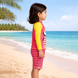 LSB 2 Pcs Pink & Yellow Penguin & Shorts Set, Toddlers & Kids Swimwear with Free Wash Bag & Free Swim Detergent
