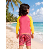 LSB 2 Pcs Pink & Yellow Penguin & Shorts Set, Toddlers & Kids Swimwear with Free Wash Bag & Free Swim Detergent