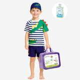 LSB 2 Pcs 3D Crocodile T-shirt & Shorts Set, Kids Swimwear with matching Swim Cap, plus Free Wash Bag & Free Swim Detergent