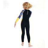 LSB Dive Full Length Black & Yellow Stamp Printed 2.5mm Neoprene Kids Swimsuit with Free Washbag