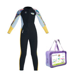 LSB Dive Full Length Black & Yellow Stamp Printed 2.5mm Neoprene Kids Swimsuit with Free Washbag
