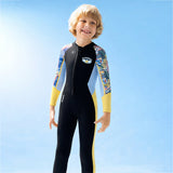 LSB Dive Full Length Black & Yellow Stamp Printed 2.5mm Neoprene Kids Swimsuit with Free Washbag