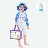 LSB Blue Daddy Dino, Toddlers & Kids Swimwear with matching Hat, Free Wash Bag & Free Swim Detergent