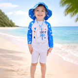 LSB Blue Daddy Dino, Toddlers & Kids Swimwear with matching Hat, Free Wash Bag & Free Swim Detergent