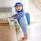 LSB Blue Lhama, Toddlers & Kids Swimwear with long Cap Free Wash Bag & Free Swim Detergent
