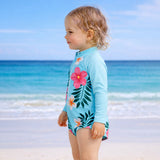 LSB Blue Tropical Bloom, Toddlers & Kids Swimwear with matching Swim Cap, plus Free Wash Bag & Free Swim Detergent