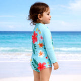 LSB Blue Tropical Bloom, Toddlers & Kids Swimwear with matching Swim Cap, plus Free Wash Bag & Free Swim Detergent