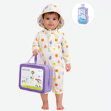 LSB Beige Fruit Emoji, Toddlers & Kids Swimwear with matching Hat, Free Wash Bag & Free Swim Detergent