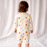 LSB Beige Fruit Emoji, Toddlers & Kids Swimwear with matching Hat, Free Wash Bag & Free Swim Detergent