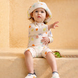 LSB Beige Fruit Emoji, Toddlers & Kids Swimwear with matching Hat, Free Wash Bag & Free Swim Detergent