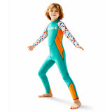 LSB Dive Green Nautical Printed Full Length 2.5mm Neoprene Kids Swimsuit with Free Washbag