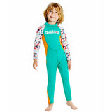 LSB Dive Green Nautical Printed Full Length 2.5mm Neoprene Kids Swimsuit with Free Washbag