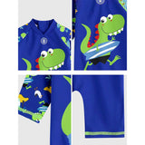 LSB Green Blue Dino Splash, Toddlers & Kids Swimwear with long Cap Free Wash Bag & Free Swim Detergent