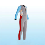LSB Dive Grey, Blue & Red, Full Length 2.5 mm Neoprene Kids Swimsuit with Free Washbag