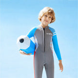 LSB Dive Grey, Blue & Red, Full Length 2.5 mm Neoprene Kids Swimsuit with Free Washbag