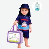 LSB Jawws Shark, Toddlers & Kids Swimwear with long Cap Free Wash Bag & Free Swim Detergent