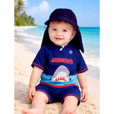 LSB Jawws Shark, Toddlers & Kids Swimwear with long Cap Free Wash Bag & Free Swim Detergent