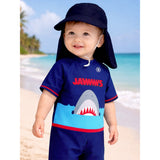 LSB Jawws Shark, Toddlers & Kids Swimwear with long Cap Free Wash Bag & Free Swim Detergent