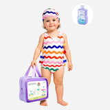 LSB Multi Bows & Waves , Toddlers & Kids Swimwear with matching Swim Cap, plus Free Wash Bag & Free Swim Detergent