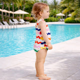 LSB Multi Bows & Waves , Toddlers & Kids Swimwear with matching Swim Cap, plus Free Wash Bag & Free Swim Detergent